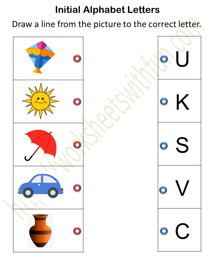 course english preschool topic initial alphabet letters worksheets